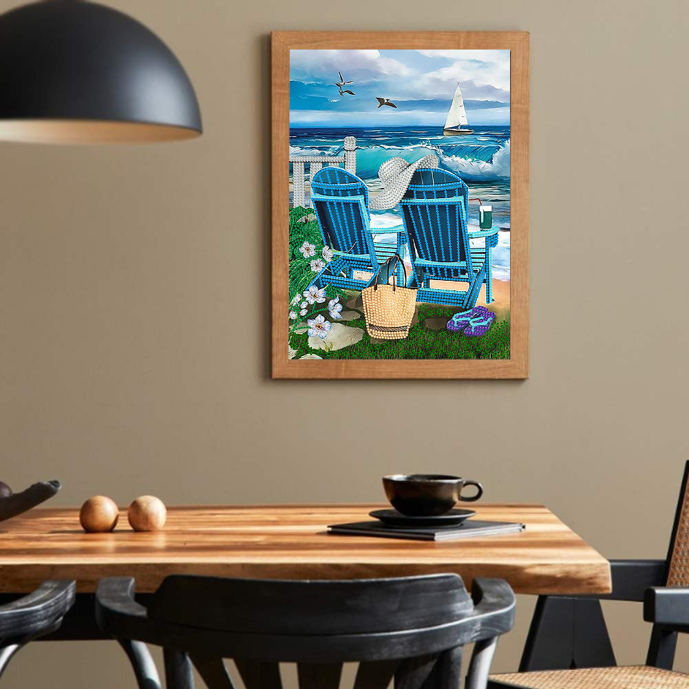 Colorful Beach - Special Shaped Drill Diamond Painting 30*40CM