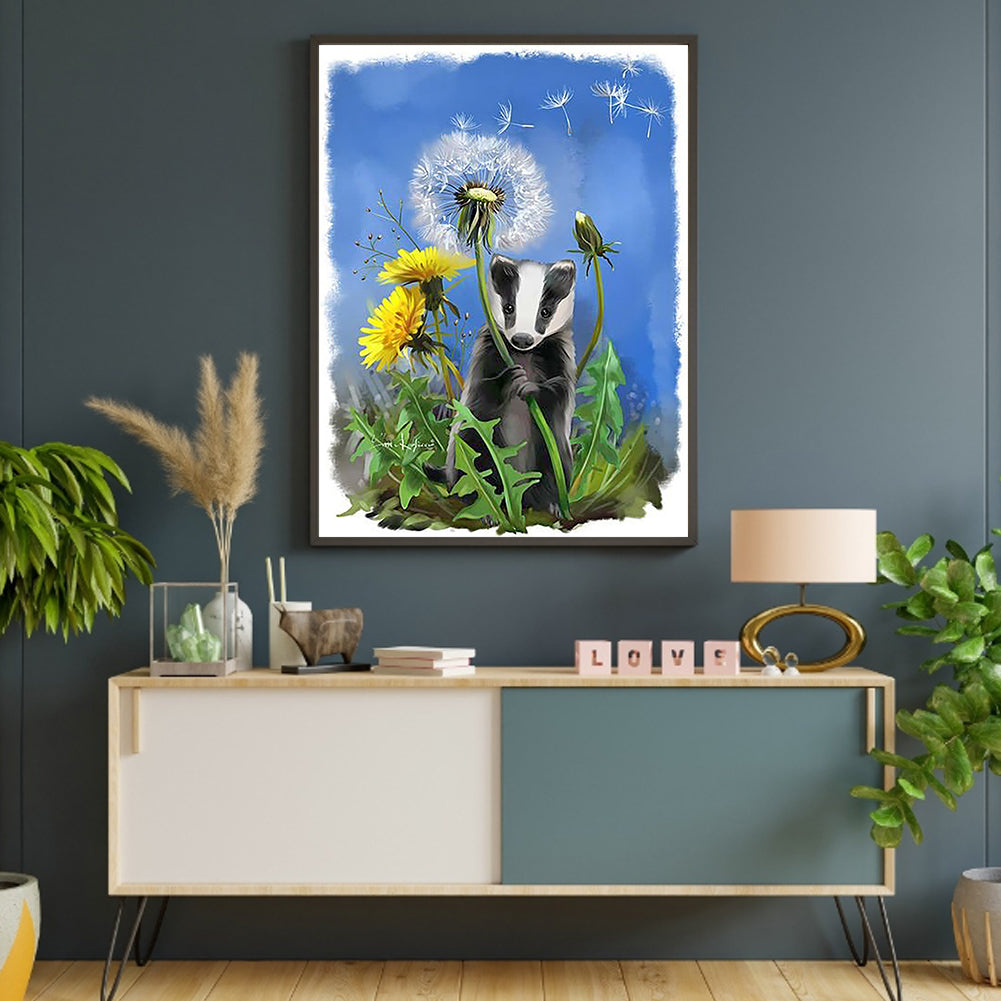 Snow Honey Badger - Full Round Drill Diamond Painting 30*40CM