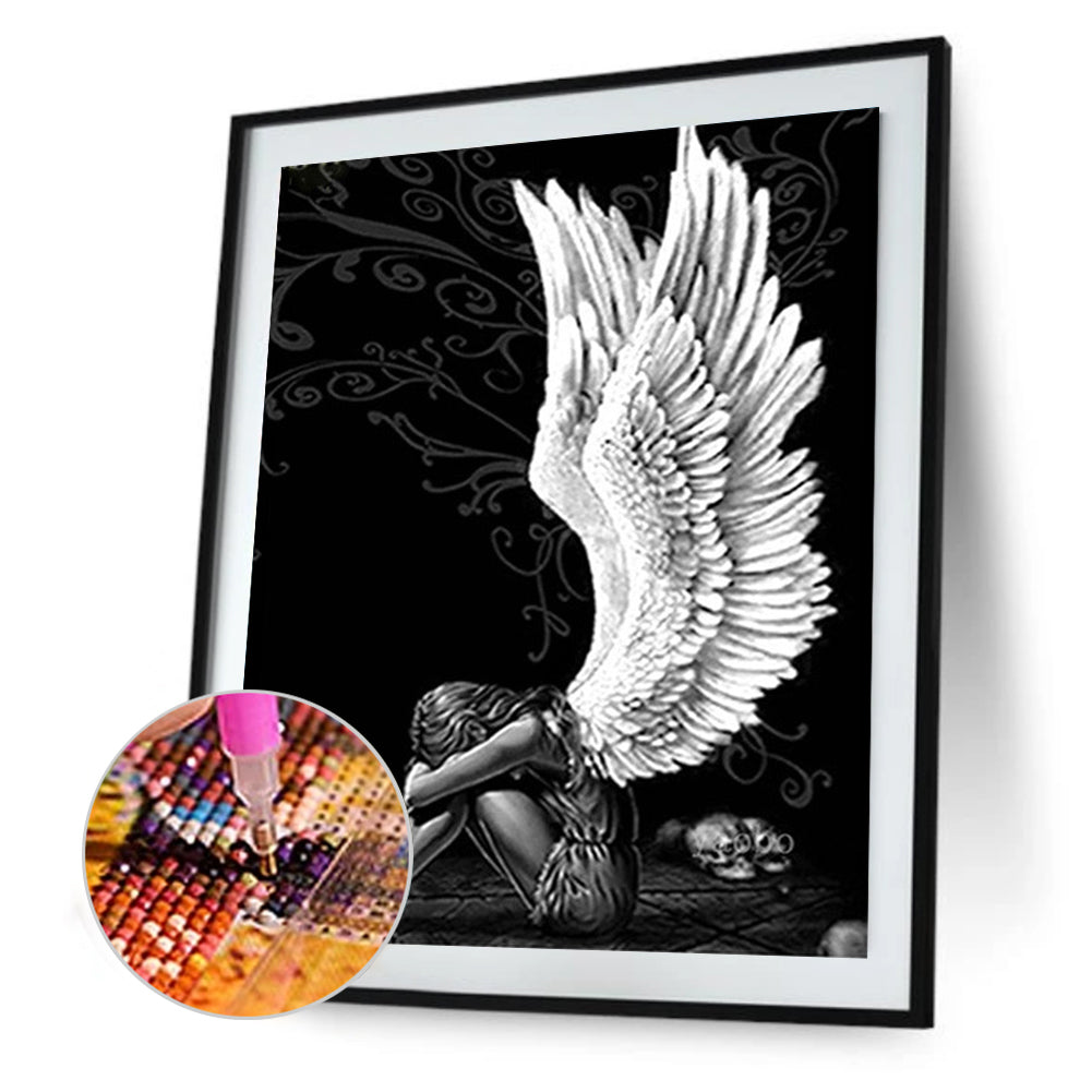 White Winged Angel - Full Square Drill Diamond Painting 30*40CM