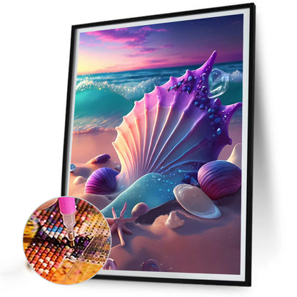 Beach Scenery - Full Round Drill Diamond Painting 30*40CM