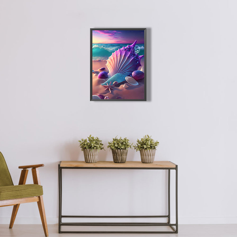 Beach Scenery - Full Round Drill Diamond Painting 30*40CM