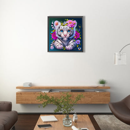 Flower Tiger - Full Round Drill Diamond Painting 40*40CM