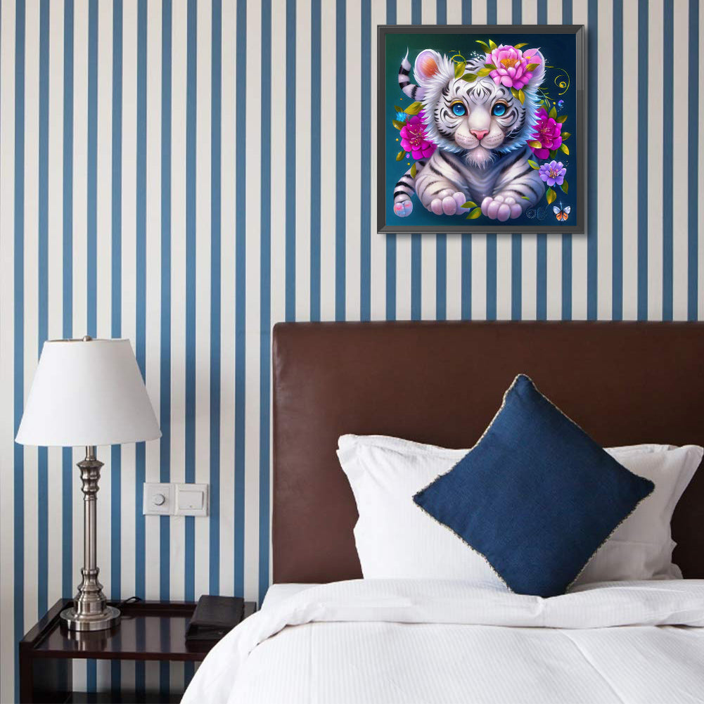Flower Tiger - Full Round Drill Diamond Painting 40*40CM