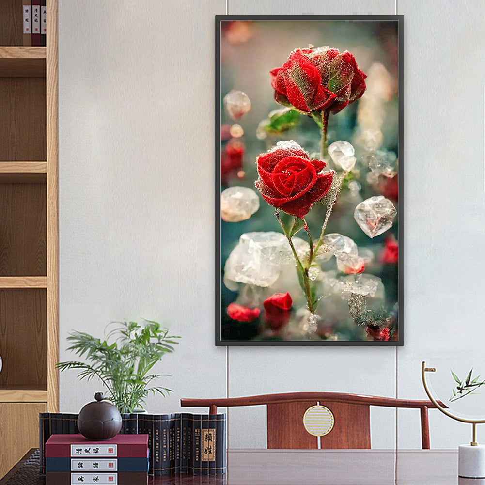 Red Crystal Flower - Full Round Drill Diamond Painting 40*70CM