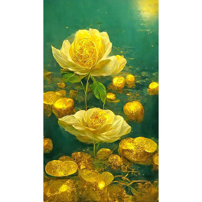Yellow Crystal Flower - Full Round Drill Diamond Painting 40*70CM