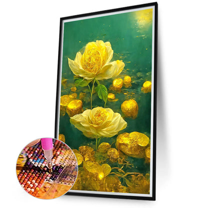 Yellow Crystal Flower - Full Round Drill Diamond Painting 40*70CM