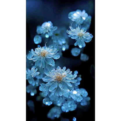 Light Blue Crystal Flower - Full Round Drill Diamond Painting 40*70CM