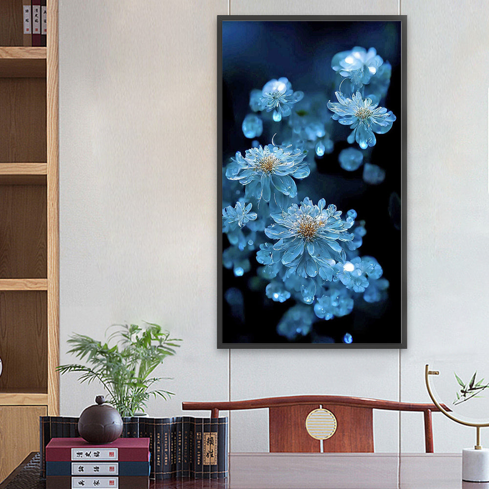 Light Blue Crystal Flower - Full Round Drill Diamond Painting 40*70CM