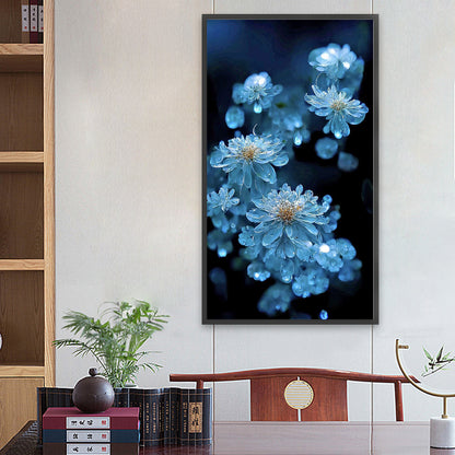 Light Blue Crystal Flower - Full Round Drill Diamond Painting 40*70CM