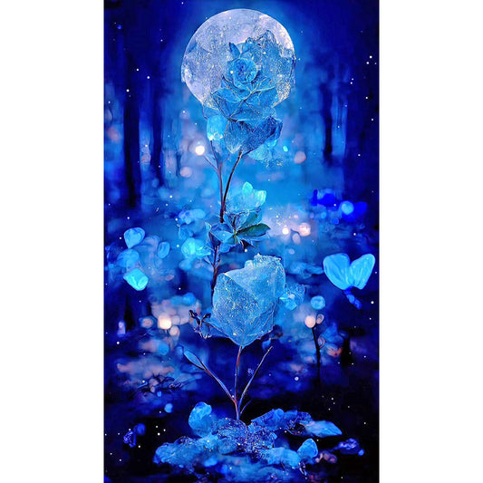 Blue Crystal Flower - Full Round Drill Diamond Painting 40*70CM