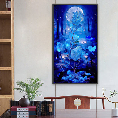 Blue Crystal Flower - Full Round Drill Diamond Painting 40*70CM