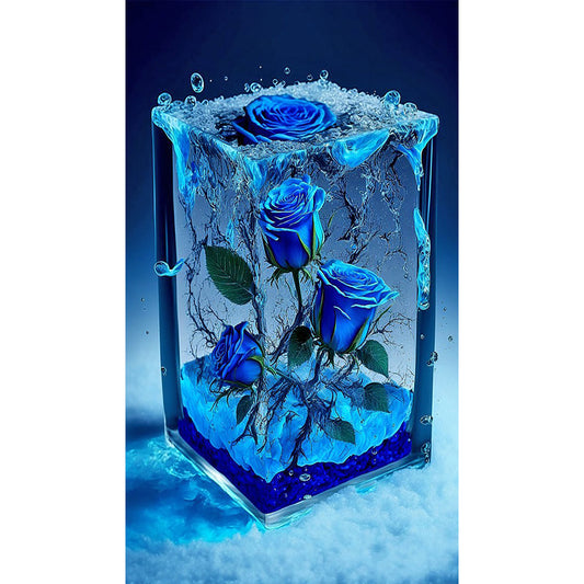 Eternal Blue Rose - Full Round Drill Diamond Painting 40*70CM