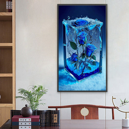 Eternal Blue Rose - Full Round Drill Diamond Painting 40*70CM