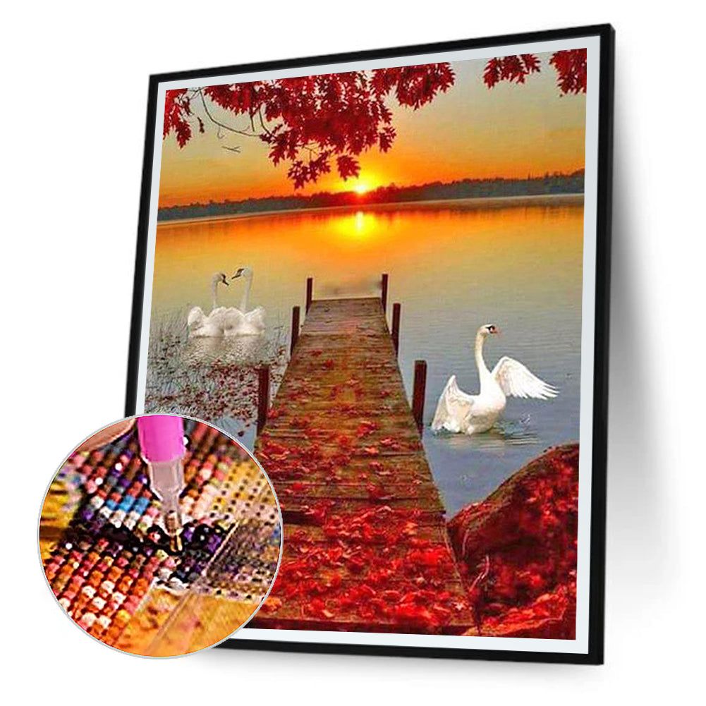 Bridge Swan - Full Round Drill Diamond Painting 30*40CM