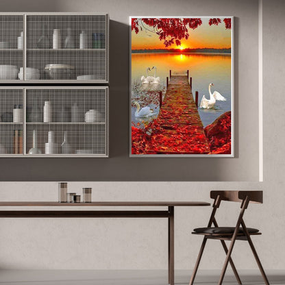 Bridge Swan - Full Round Drill Diamond Painting 30*40CM