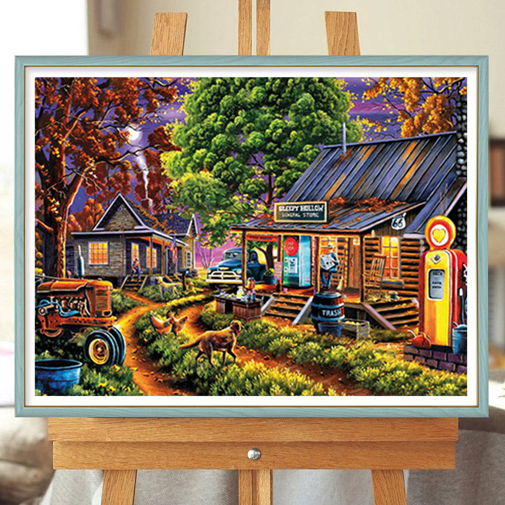 Small Town Grocery Store - Full Round Drill Diamond Painting 60*50CM