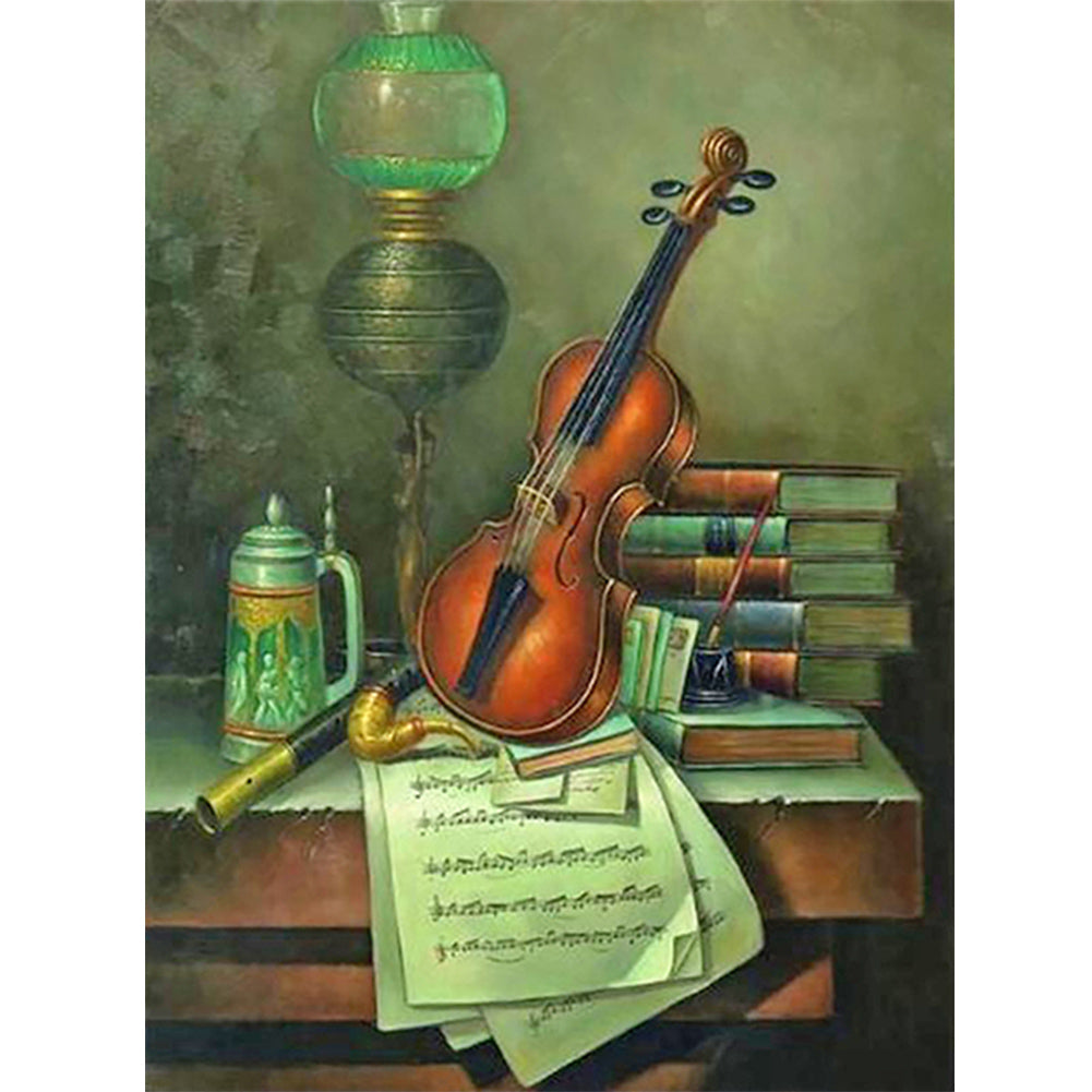Violin On The Table - Full Round Drill Diamond Painting 30*40CM