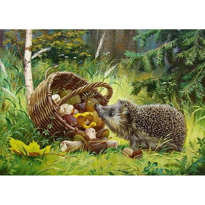 Squirrel Eating Mushrooms - Full Round Drill Diamond Painting 40*30CM