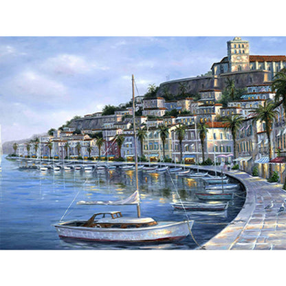 Seaside Town - Full Round Drill Diamond Painting 40*30CM