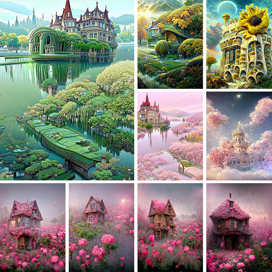 Green Lake Castle - Full Round Drill Diamond Painting 30*40CM