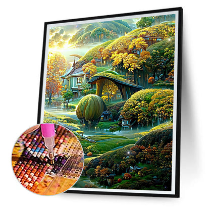 Green Lake Castle - Full Round Drill Diamond Painting 30*40CM