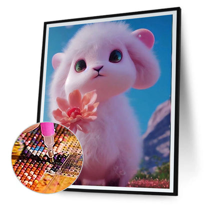 Cute Pink Little Fox - Full Round Drill Diamond Painting 30*40CM