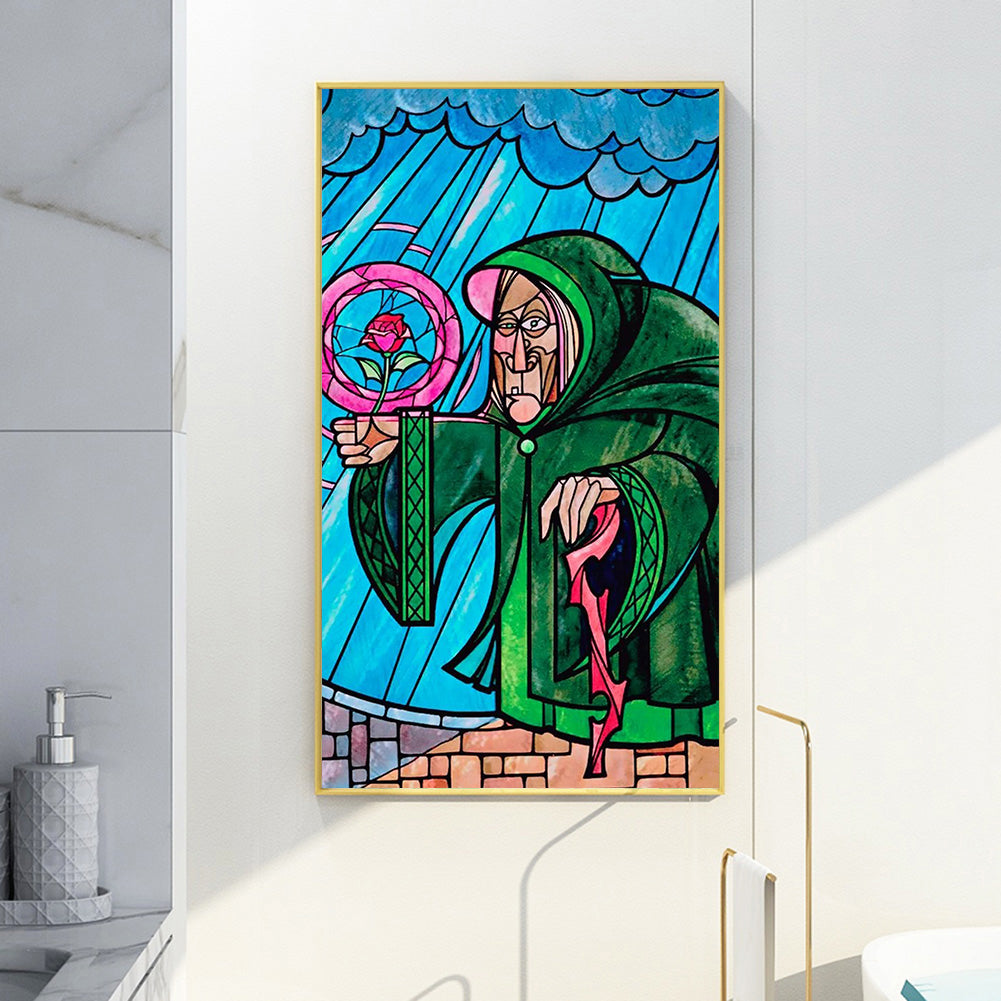 Stained Glass Old Witch - Full Round Drill Diamond Painting 40*70CM