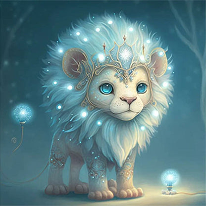 Glowing Lion Cub - Full Round Drill Diamond Painting 30*30CM