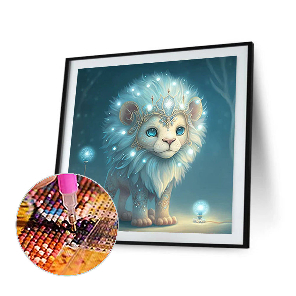 Glowing Lion Cub - Full Round Drill Diamond Painting 30*30CM