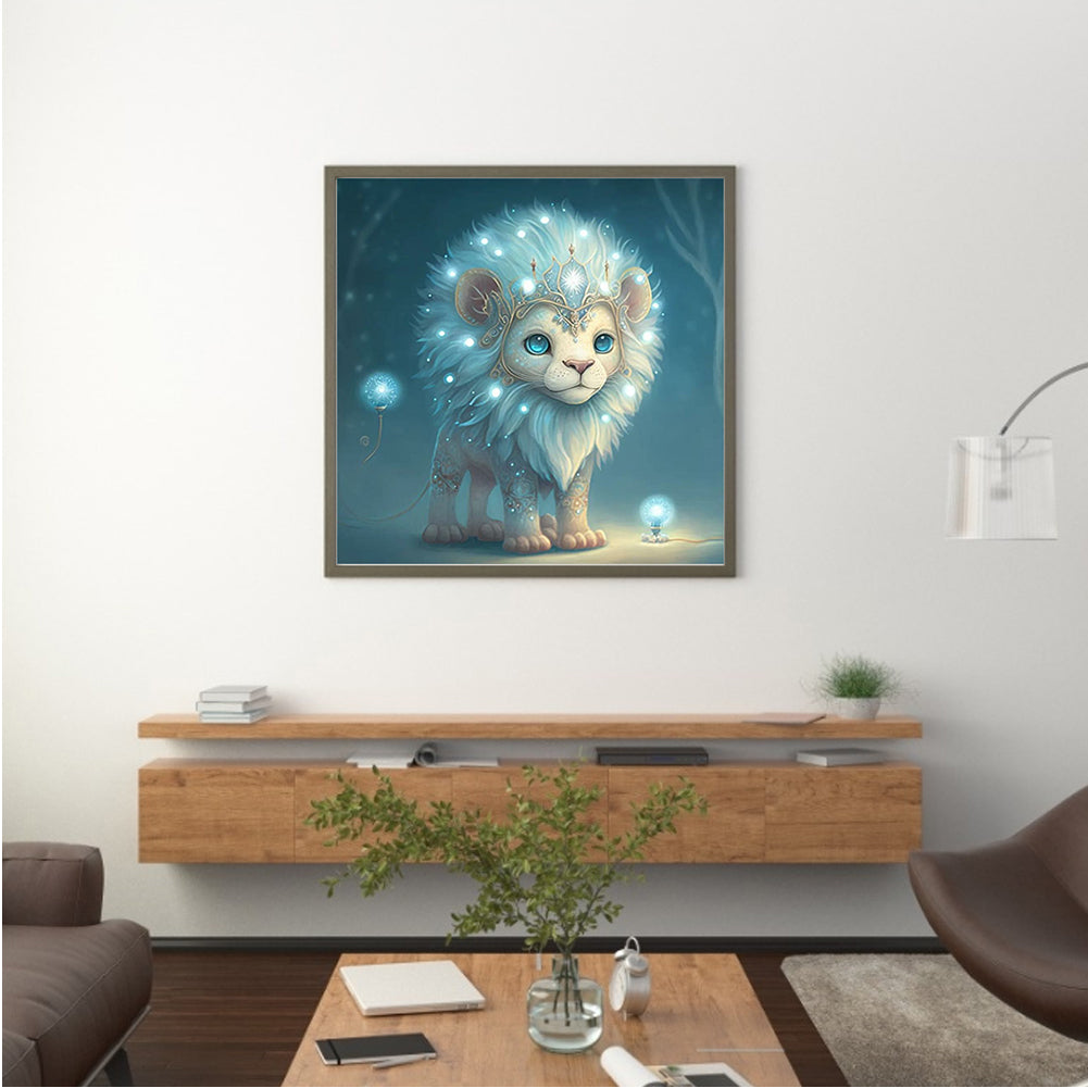 Glowing Lion Cub - Full Round Drill Diamond Painting 30*30CM