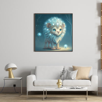 Glowing Lion Cub - Full Round Drill Diamond Painting 30*30CM