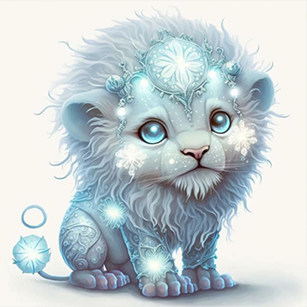 Glowing Lion Cub - Full Round Drill Diamond Painting 30*30CM