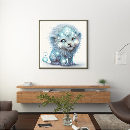 Glowing Lion Cub - Full Round Drill Diamond Painting 30*30CM