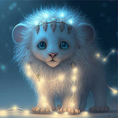 Glowing Lion Cub - Full Round Drill Diamond Painting 30*30CM