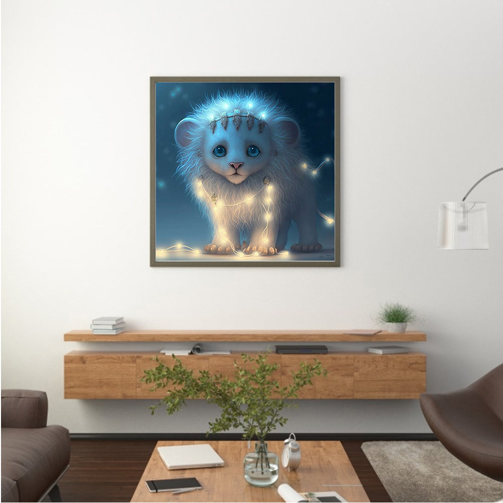 Glowing Lion Cub - Full Round Drill Diamond Painting 30*30CM