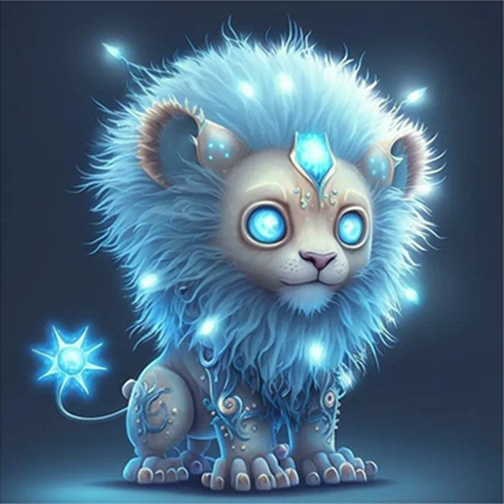 Glowing Lion Cub - Full Round Drill Diamond Painting 30*30CM