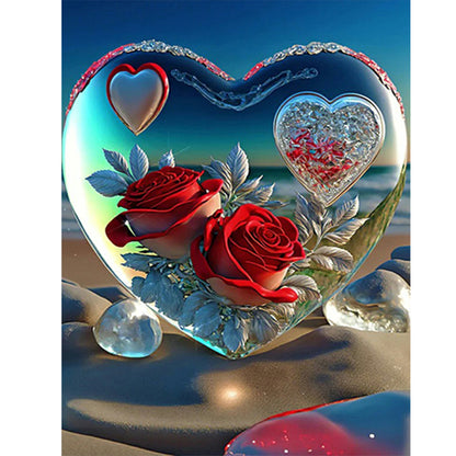 Beach Heart - Full Round Drill Diamond Painting 30*40CM