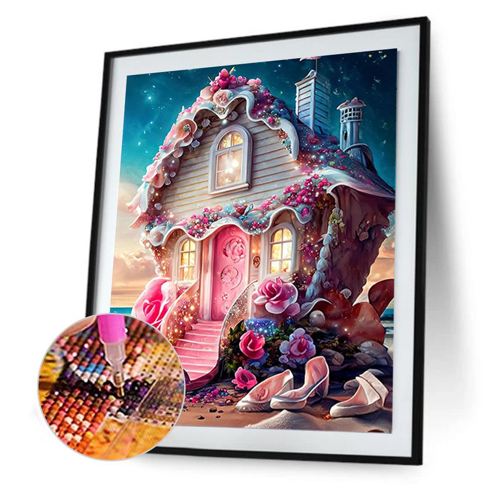 Flower House - Full Round Drill Diamond Painting 30*40CM