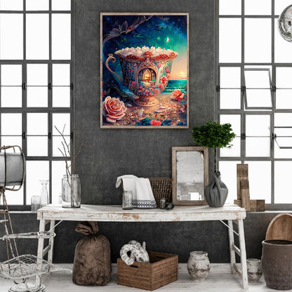 Flower House - Full Round Drill Diamond Painting 30*40CM