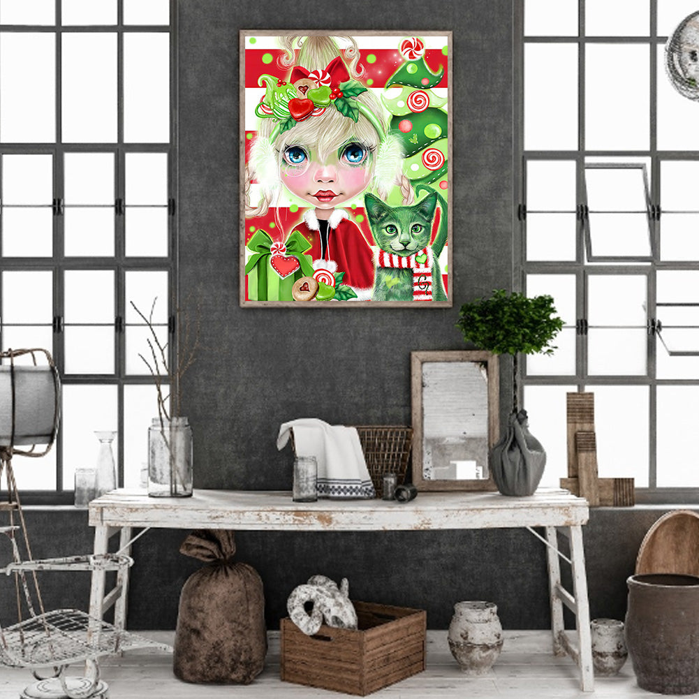 Weird Big-Eyed Girl - Full Round Drill Diamond Painting 30*40CM