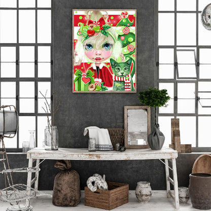 Weird Big-Eyed Girl - Full Round Drill Diamond Painting 30*40CM