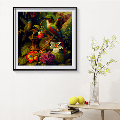 Flower Bush Fish Bird - Full Round Drill Diamond Painting 40*40CM