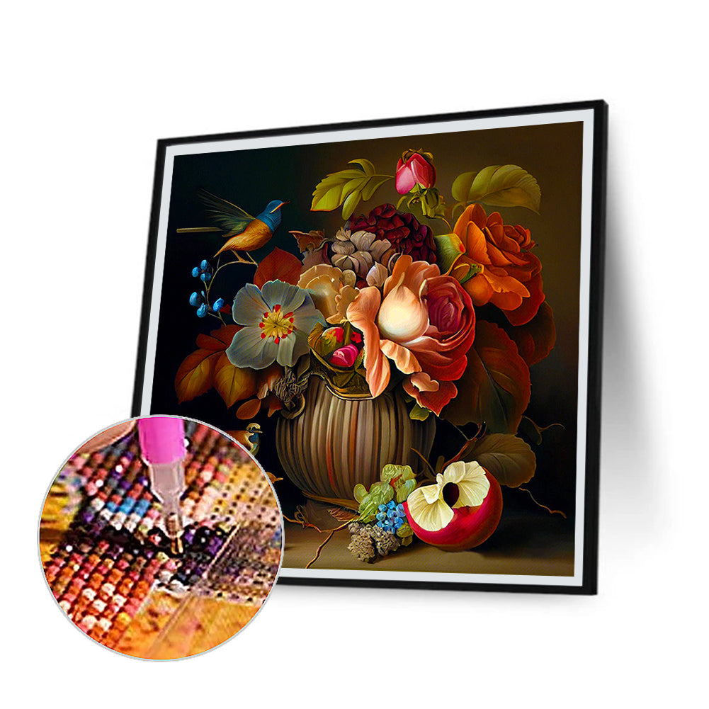 Flower Bush Fish Bird - Full Round Drill Diamond Painting 40*40CM