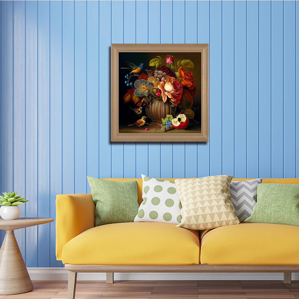 Flower Bush Fish Bird - Full Round Drill Diamond Painting 40*40CM