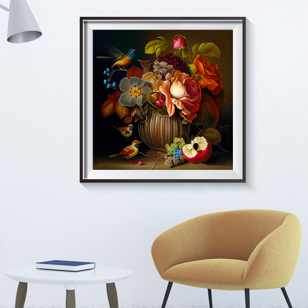 Flower Bush Fish Bird - Full Round Drill Diamond Painting 40*40CM