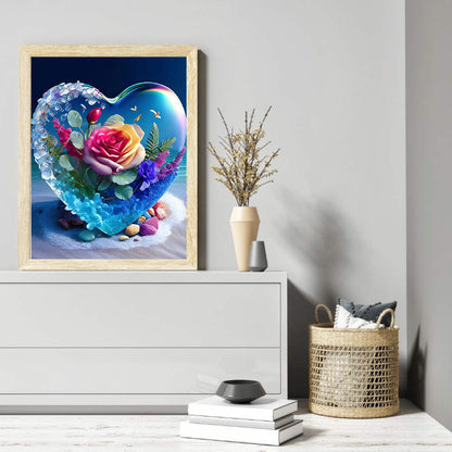 Crystal Heart Rose - Full Square Drill Diamond Painting 30*40CM