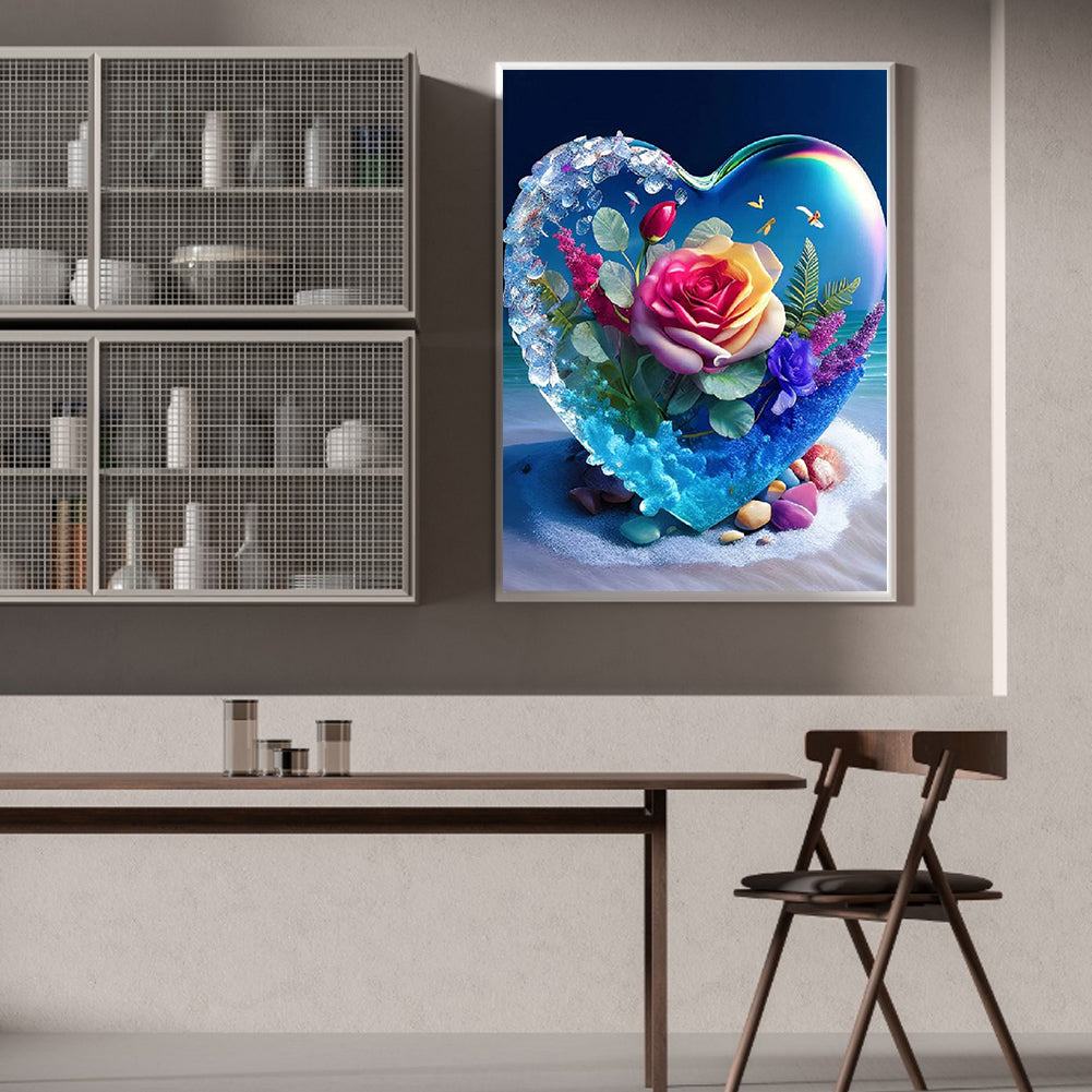 Crystal Heart Rose - Full Square Drill Diamond Painting 30*40CM