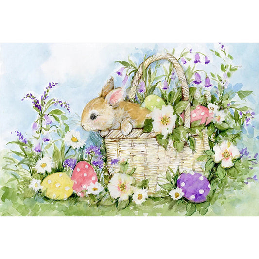 Rabbit In Flower Basket - Full Square Drill Diamond Painting 50*30CM