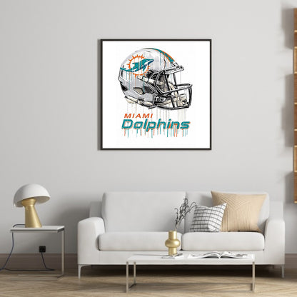 Miami Dolphins Football Team - Full Round Drill Diamond Painting 30*30CM