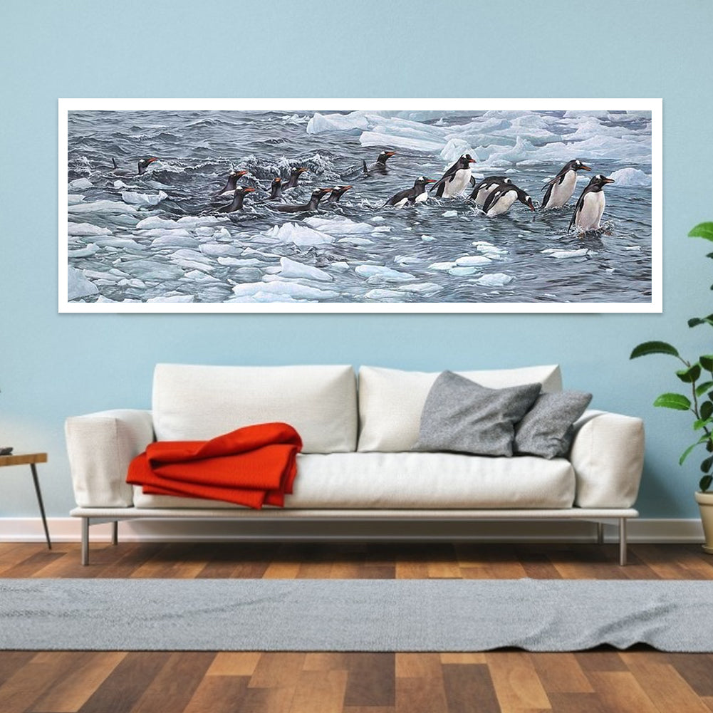 Arctic Penguin - Full Round Drill Diamond Painting 90*30CM